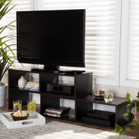 Baxton Studio TV8000-Wenge-TV Andor Modern and Contemporary Dark Brown Finished Adjustable 2-Piece Wood TV Stand